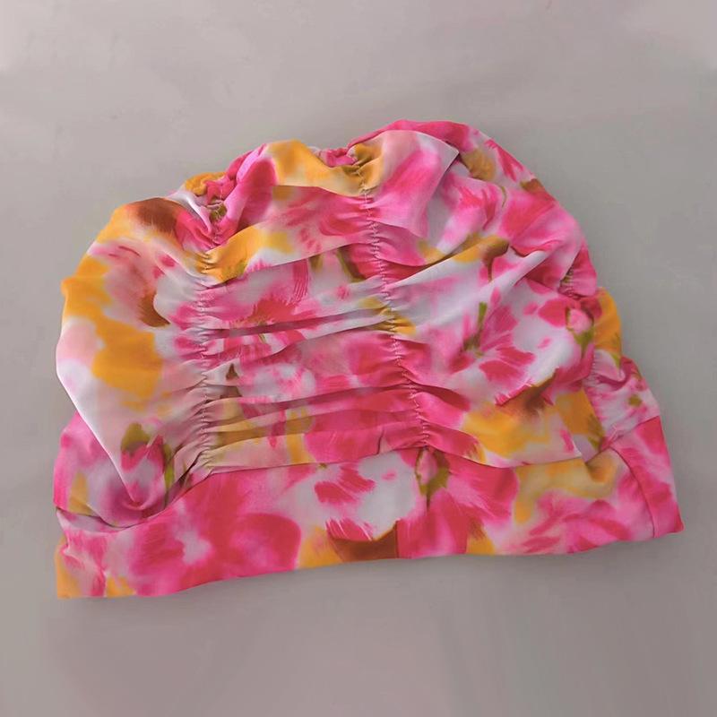 Sommer Damen Badekappe mit Druck Weiblich Nicht Würgend Kopf Hochelastisch Bequem Badekappe Erwachsener Sportkappe