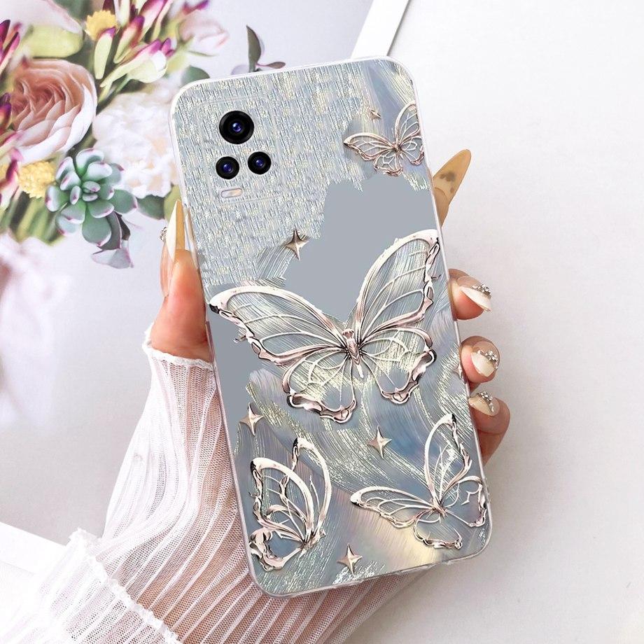 For Vivo V20 SE V2022 Vivo Y70 VivoV20 V2025 Phone Case Luxury Flower Butterfly Cartoon Bow Pattern Back Cover Soft TPU Silicone