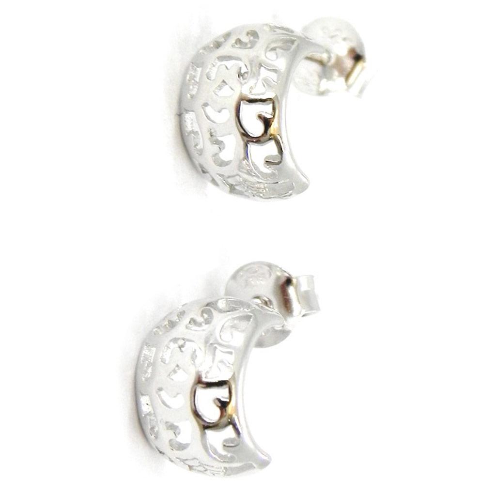 Les Trésors De Lily [I4000] - Demi-Créoles Argent 'Chorégraphie' argenté (rhodié) - 10x6 mm