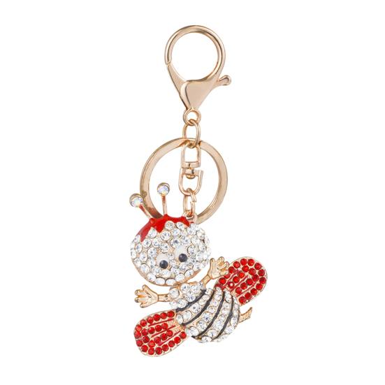 Sparkling Rhinestone Bee Keychain Cute Animal Key Ring Bag Charm with Lobster Clasp for Handbag Purse Wallet