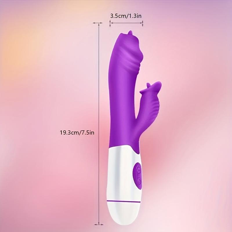 1pc 30 Speed Tongue Licking Dual Vibration Realistic Vaginal Massager (Battery Powered)