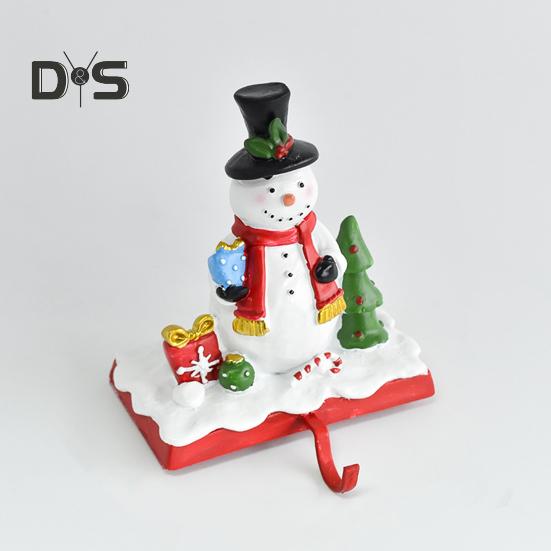 Christmas Stocking Holder Resin Snowman Santa Claus Xmas Decor Holiday Home Party Decoration for Indoor Counter Window Fireplace