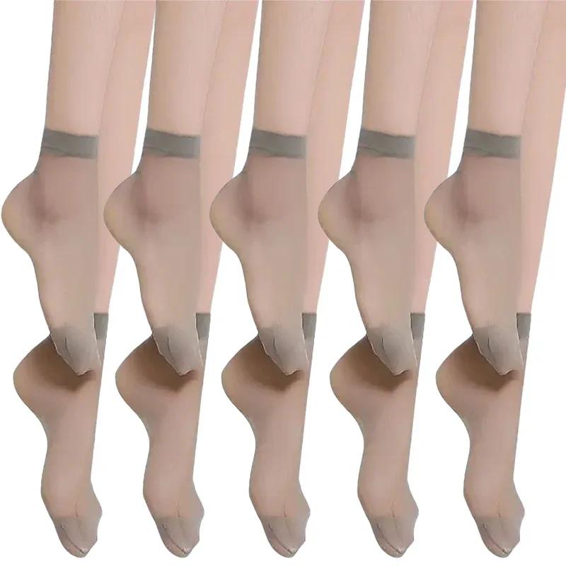 Hautfarbe Transparent Dünn für Damen Kristallseidensocken Nylon Damen Sommer Atmungsaktiv Kurze Knöchelsocken Seidensocken Meias