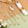 75PCS Gold Plastic Silverware for 25 Guests Heavy Duty Gold Disposable Utensils Sets Includes 25 Forks 25 Spoons 25 Knives Eleg