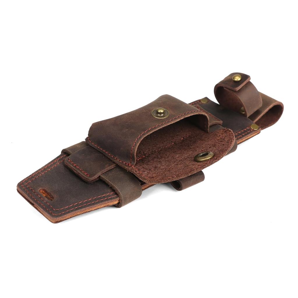 TOURBON Knife Sheath Belt Case for Straight Handmade Leather Sheath with Flint Holder for Petty and Airsoft Knives, Knives, Camping, BBQs, Fishing,