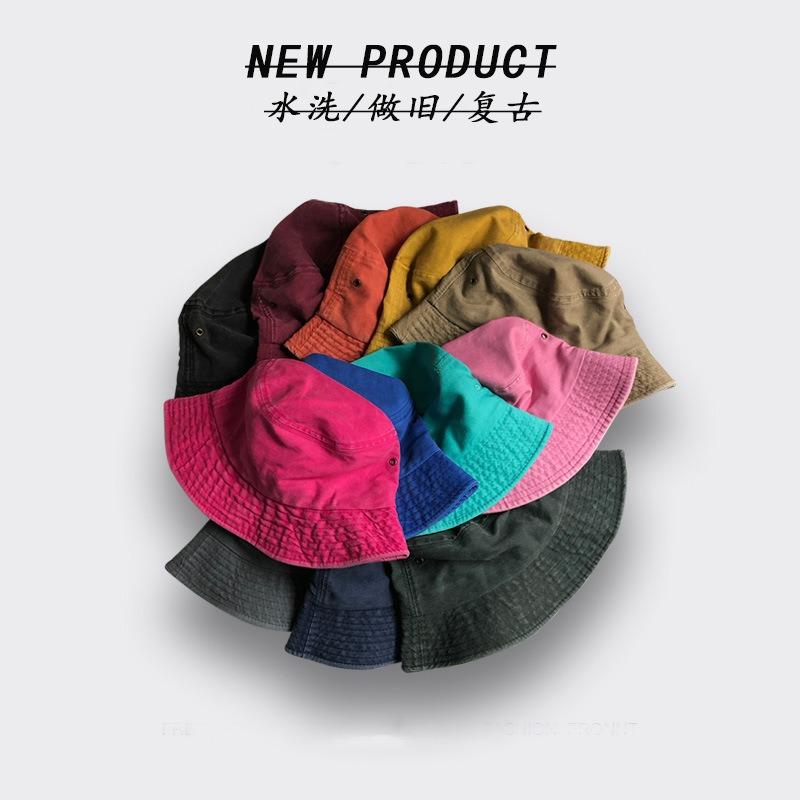 High quality washed light board solid color bucket hat women's spring and summer thin versatile basin hat tide sun hat