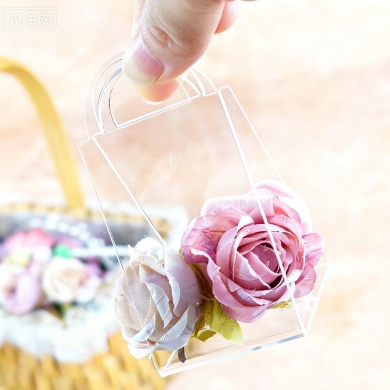 Birthday Party Transparent Decoration Wedding Handheld Box Valentine's Day Gift Box Sugar and Fruit Basket Acrylic Luxury Triangle Gift Box