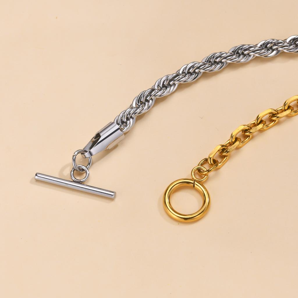 Vintage Metal Necklace for Women Hip Hop Gold&Silver Color OT Buckle Necklaces Female Clavicle Chain Trendy Jewelry