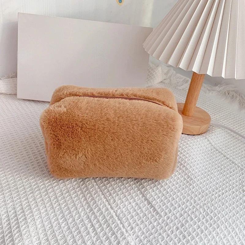 Leopard Fur Makeup Bags Soft Travel Women's Cosmetic Bag Organizer Case Lady Girls Make Up Bags Toiletry Handbags Case Kit