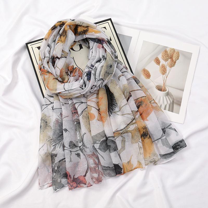 

Модный женский тонкий вискозный шарф Винтажный лист Цветочный вуаль Хиджаб Шали и накидки Женские фуляры Эшарп Дизайнер 180*80 см