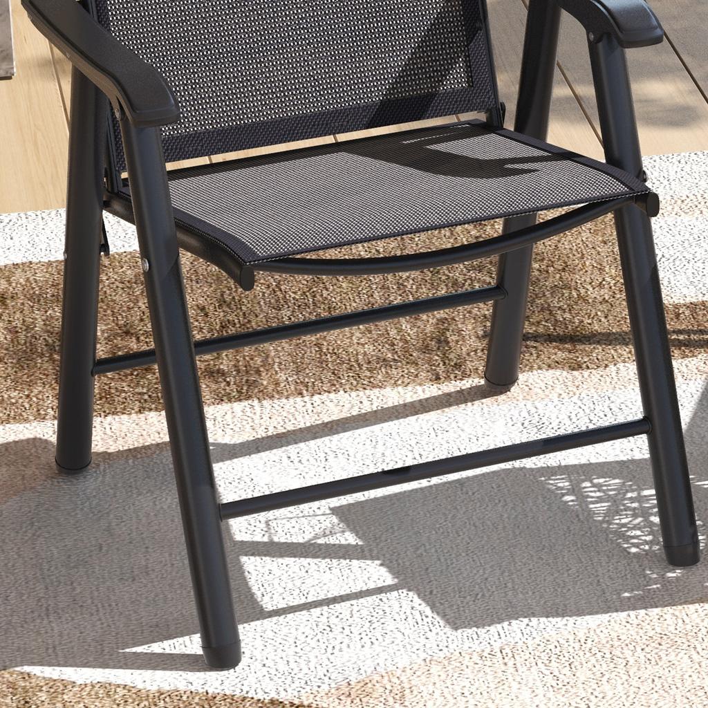 Set of Two Folding Garden Chairs - Dark Grey