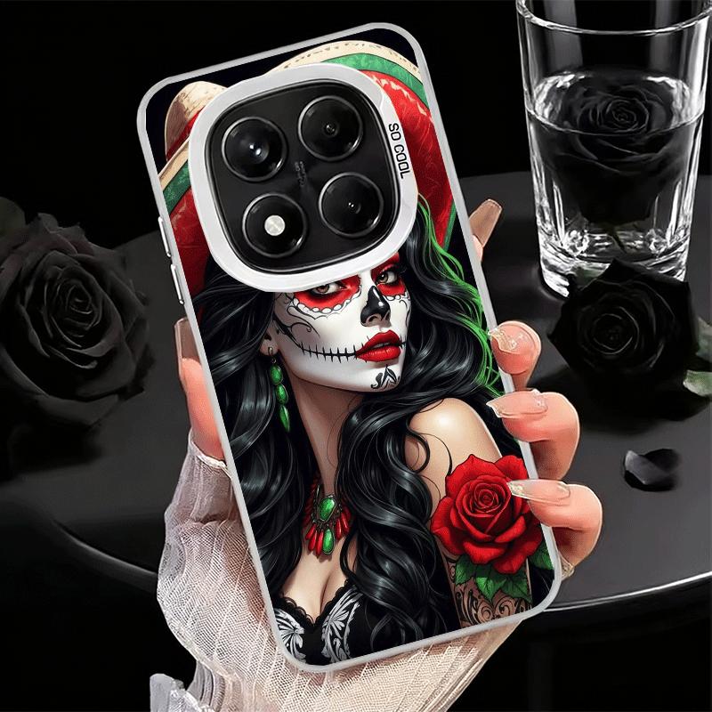 Catrina Beautiful Rose Girl Skull Shockproof Phone Case for Xiaomi Redmi Note 15 14 13 12 Pro Plus 11 11S 11T 5G Cover Anti Fall
