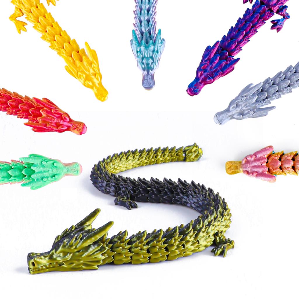 22cm Colorful 3D Printed Dragon Toy with Movable Joints And Tail - Funny Poseable Figure for Gags Christmas Pranks Novelty Gift