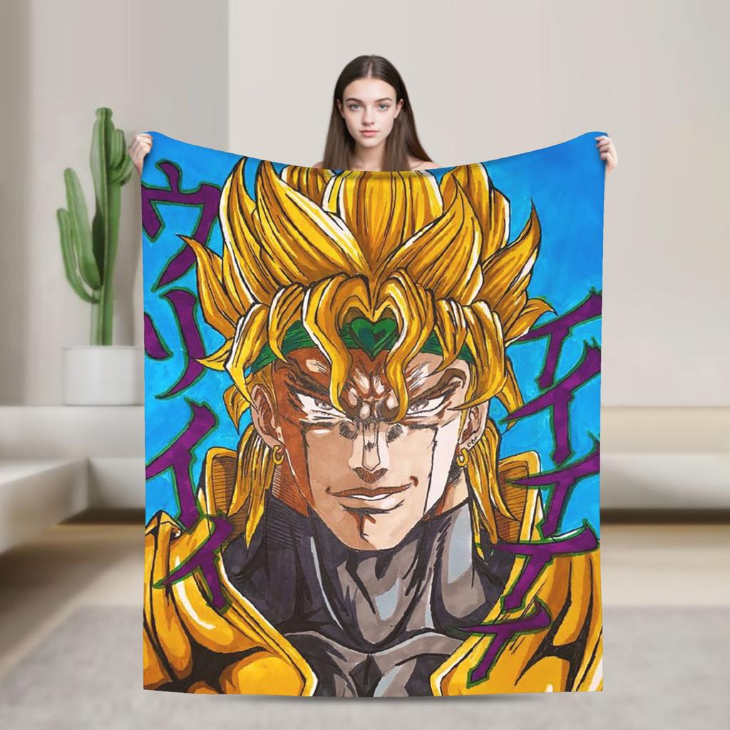 Stardust Crusaders Blankets Bizarre Adventure Flannel Throw Blanket Airplane Travel Printed Ultra-Soft Warm Bedspreads
