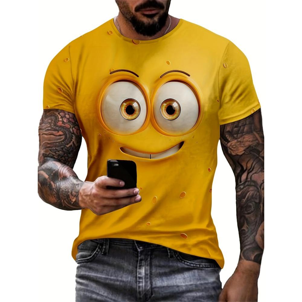 

New Men s Eye Pattern Printed T-shirt, Casual Short-sleeved Round Neck T-shirt, Men s Summer Outdoor Clothing XL