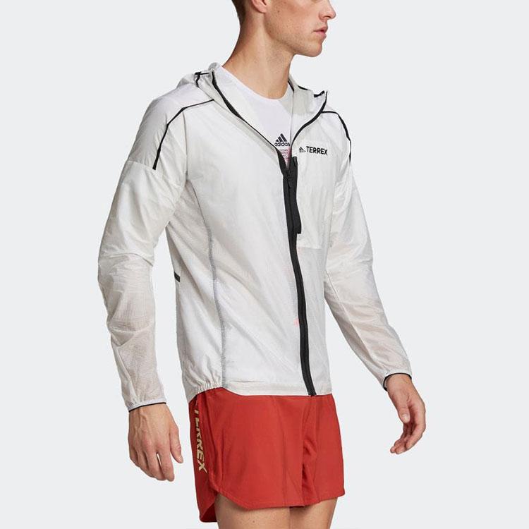 Adidas Casual Sports Reflective Windproof Logo Hooded Jacket Men Jackets White HA7538