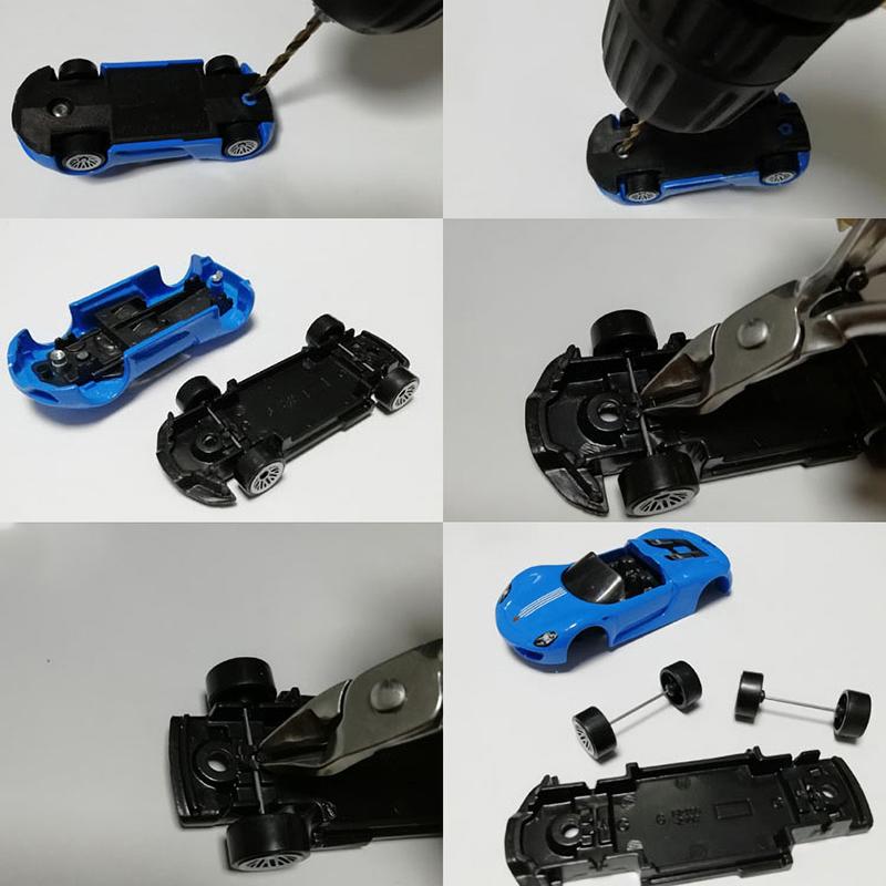 1/64 Wheels For Hotwheels With Rubber Tire Hollow Shaft Model Car Modified Parts