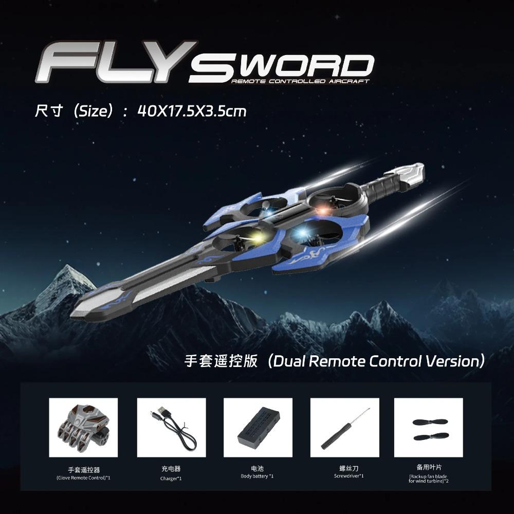 Sword Flying RC Drone, Remote Control Flying Sword Toy for Boys Girls Magic Air Hovercraft Birthday Gift