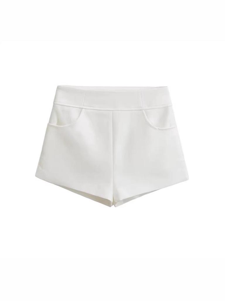 2026 Women's Slim High Waist Khaki Suit Shorts - Elegant, Straight Leg Casual Hot Pants