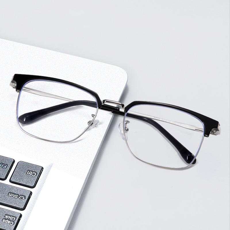 Prescription 0 -0.5 -0.75 To -6.0 Half Frame Square Nearsighted Glasses For Men Retro Anti Blue Rays Myopes Lunettes Male