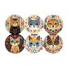 Solid Wood Cup Holders for Workstation 6 Pcs Cute Cat Coasters, Thick Heat-Resistant Coaster Tabletop Protection, Non-slip Mats Non Slip Drink