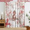 2D Flachdruck 2 Stück Gardinen Frühling Kirschblüte Affe Digitaldruck Polyester Vorhänge Familienfeier Perfekt für Alle