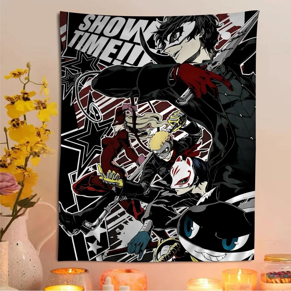 Persona 5 Isekai Only Event Wall Tapestry  Character Collage Decor Banner Bold Room Accent for JRPG  Persona Franchise Fans 74x94cm(29x37in)