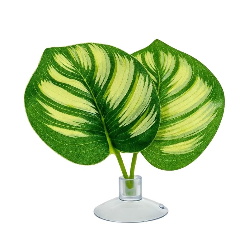 Reptiles Clear Suction Cup Artificial Plant Accent, Colorful Plastic Habitat Display Accessory for Enclosure Styling Use