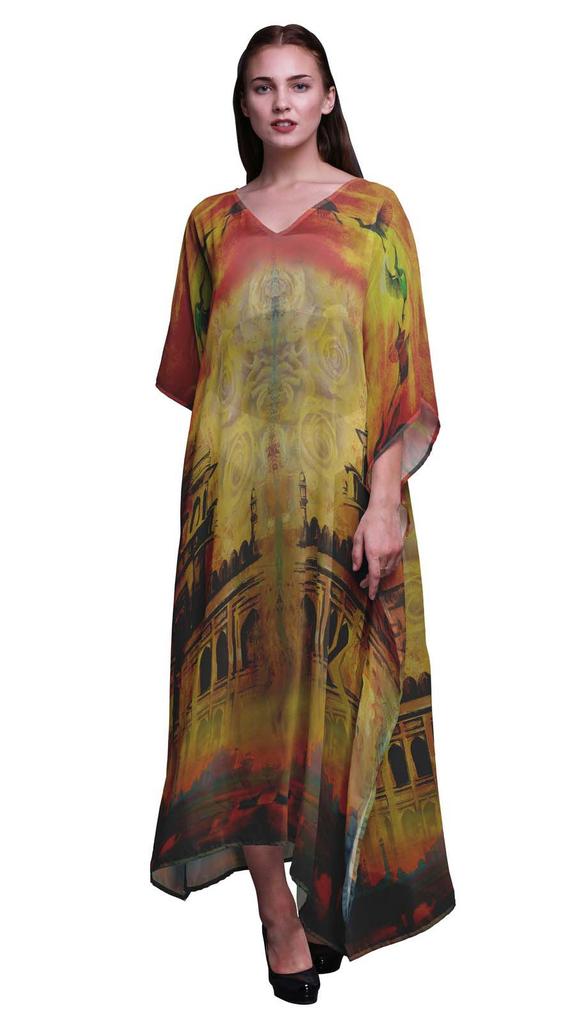 Phagun Mughal Monuments Ladies Kaftan Holiday Loungewear Maxi Dress Beach