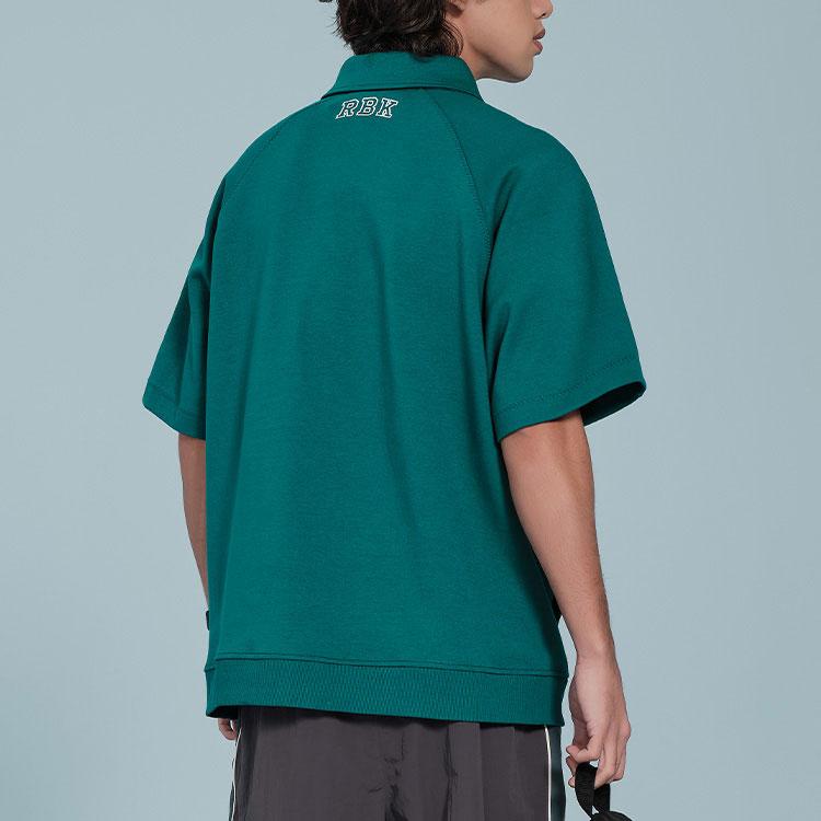 Reebok Solid Color Breathable Short Sleeve Polo Shirt Unisex tops Gem-Green 24SRC401UGL7