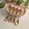 4pcs Premium Luxury 410 Stainless Steel Spoons Heart Shaped Ceramic Handles|Gold Plated|Comes with Scenes of Afternoon Tea & Dessert Use