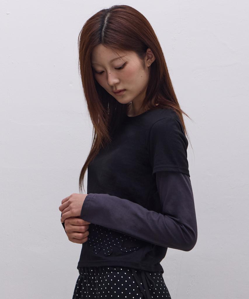 Ebeulisi Dot Patch Layered Long Sleeve (Black)