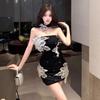 New Temperament Royal Sister High-end Sense Nail Beads Millennials Flower Tube Top Hip Dress Design