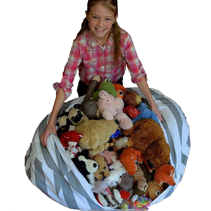 Children's Stuffed Animal Holding Bean Bag Chair Set For Finishing Children's Plush Toys Large Quality Canvas Toy Storage Bag