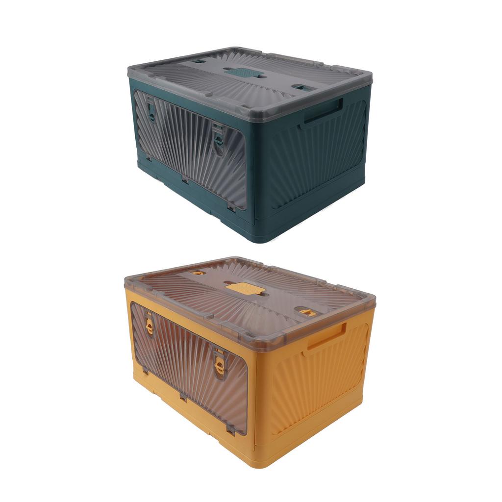 Collapsible Storage Bin with Lid Large Capacity Outdoor Folding Storage Box Thickened Plastic Container For Camping Picnic