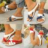 Womens Cross Strap Sandals With Pu Upper And Rubber Sole For Summer Beach Wear