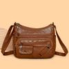 Dameveske i mykt skinn Mammaveske Flere rom Flere glidelåser Stor kapasitet Skulderveske Crossbody-veske