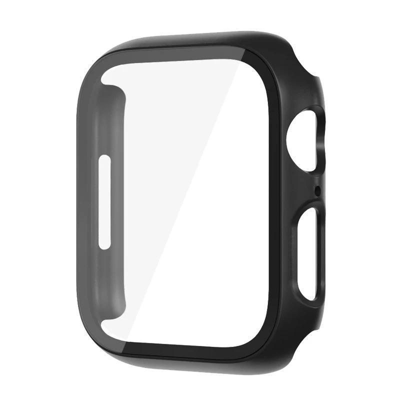 Glass+Cover For Apple Watch case 44mm 40mm 45mm 41mm 42mm 38mm correa Screen Protector iwatch series 9 8 7 SE 3 case Accessories