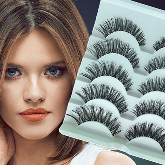 5 Pairs False Eyelashes Lightweight Natural Look Synthetic Fiber Women False Eyelashes for Makeup