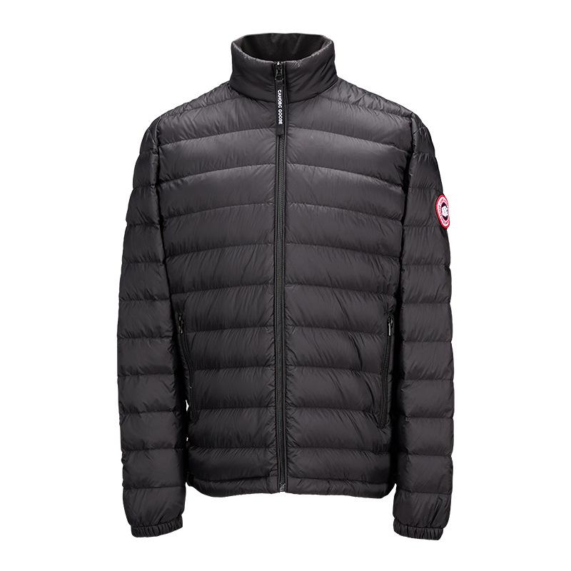 

Men s Lightweight Down Jacket - Short, Casual, Stand Collar, Ribbed Design L