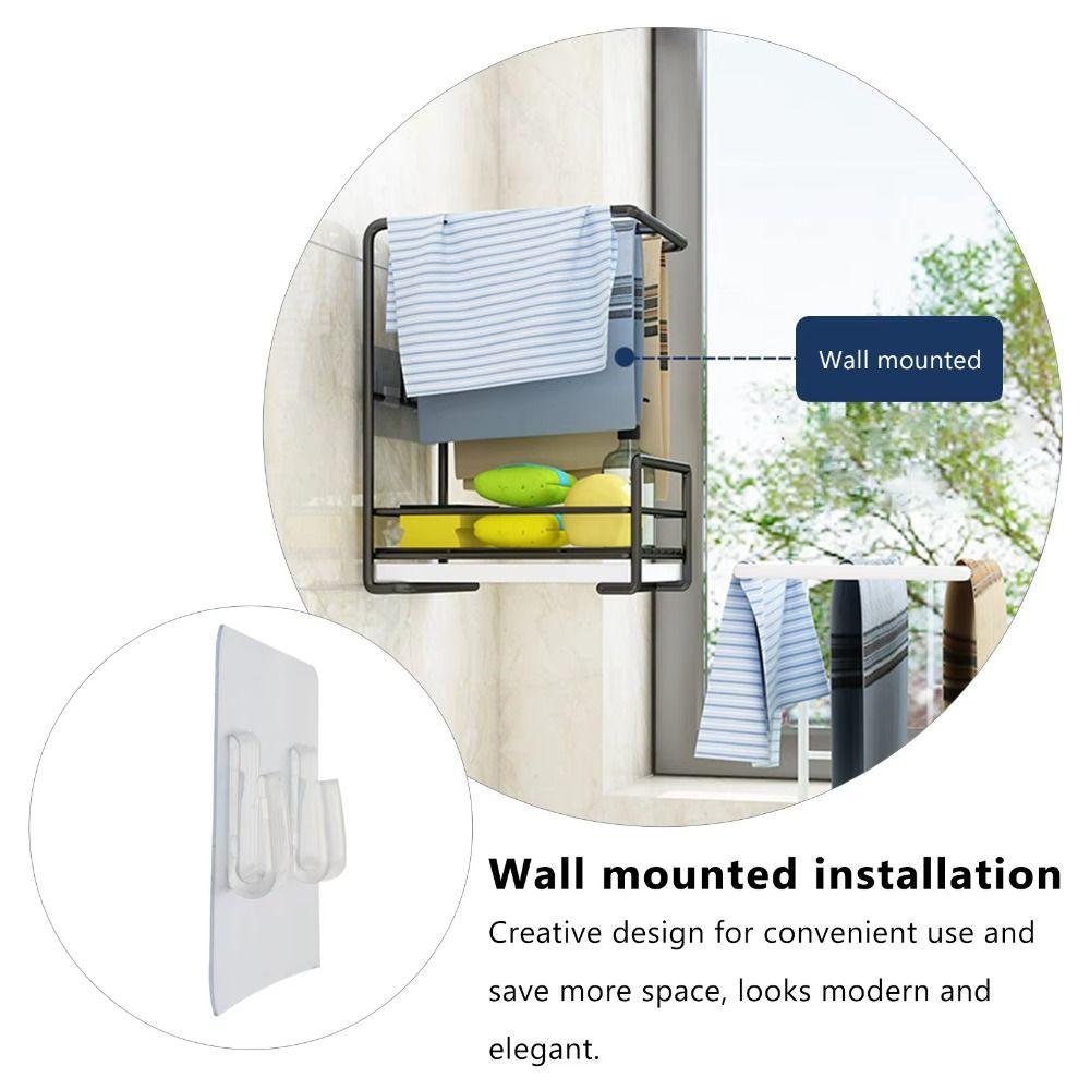 Easy Clean Tabletop Storage Rack Punch Free Drainer Shelf Durable Bathroom Shelf