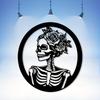 Gothic Skull Rose Metal Wall Art Sculpture Dark Romantic Home Decor Gift