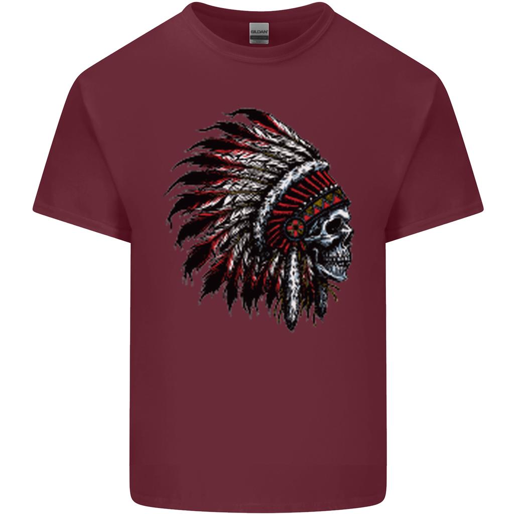Indian Skull Headdress Biker Motorcycle Unisexs Light Cotton TShirt