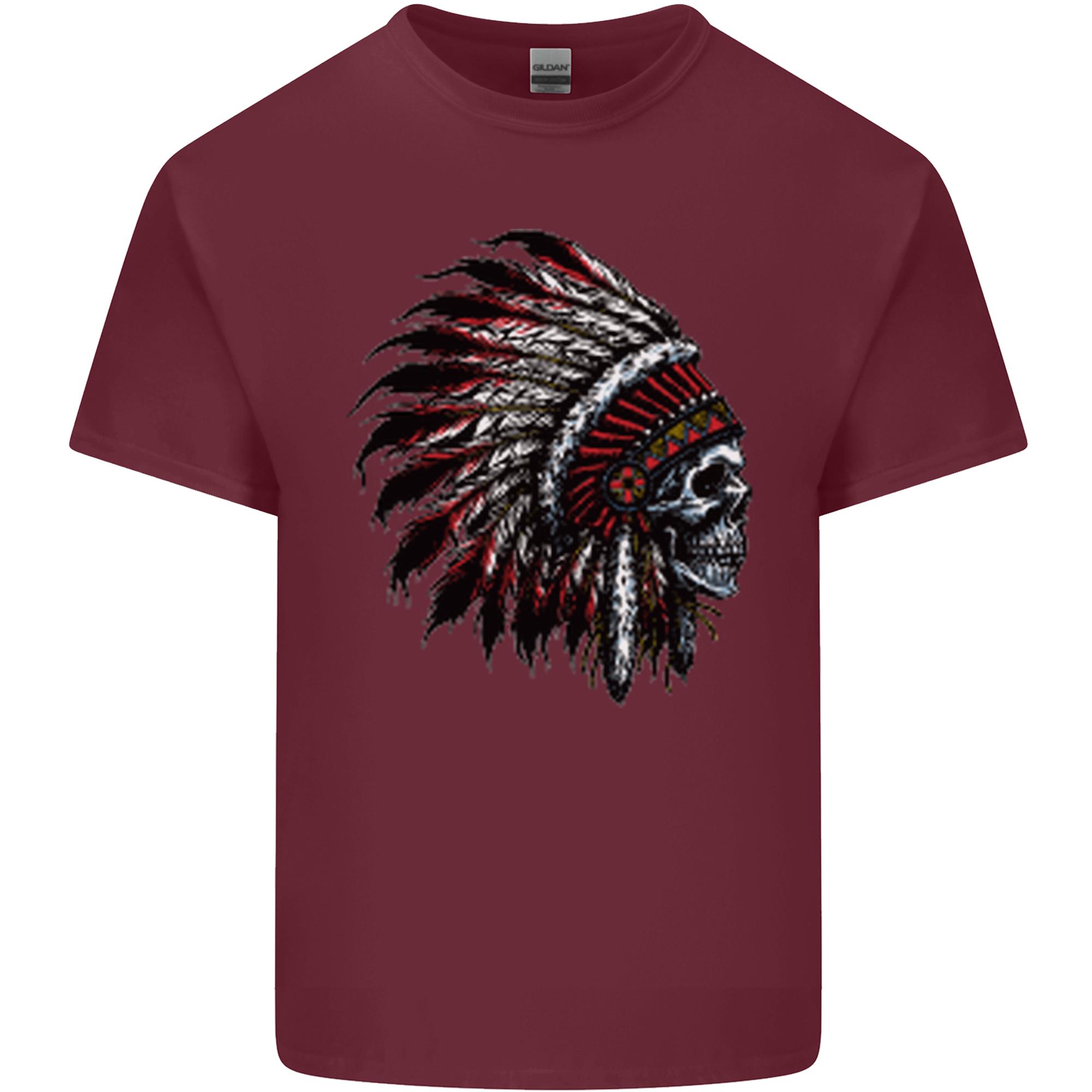 Indian Skull Headdress Biker Motorcycle Unisexs Light Cotton TShirt S