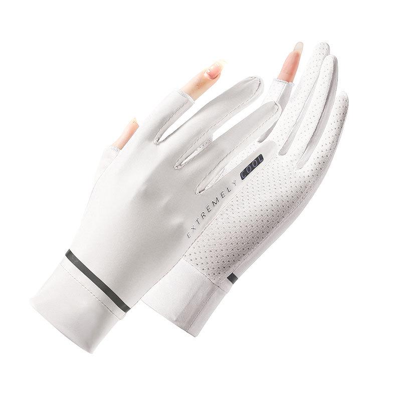 Women's Summer UV Protection Ice Silk Fingerless Gloves - Breathable, Touchscreen, Cycling, Electric Vehicle Safe