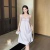 2026 Ice Silk Women’s Pajamas: Mid-Length, Chest Pads, Camisole, Nightgown, Pure Desire Style, Lightweight Home Wear.