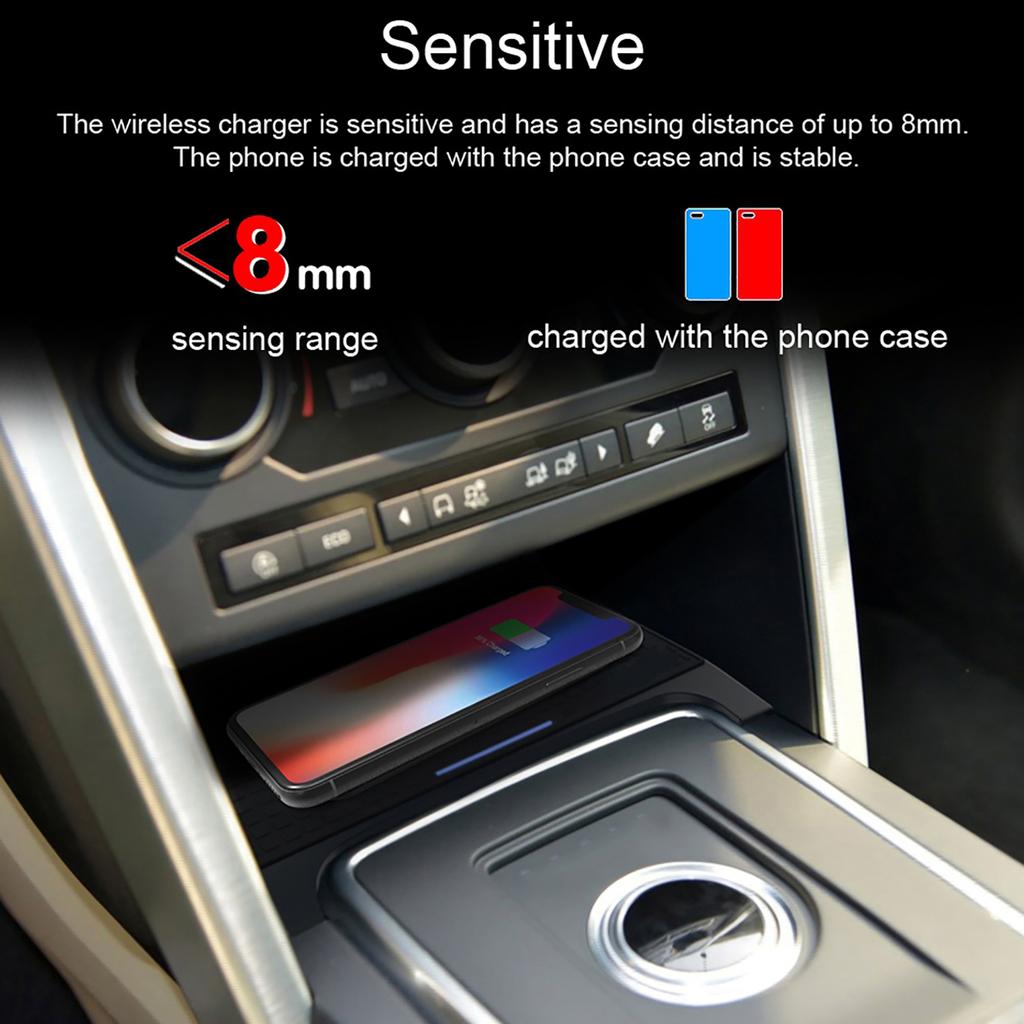 15W Wireless Car Charger Plate Fast Charge Mobile Phone Fit for Land Rover Discovery Sport 2015-2019