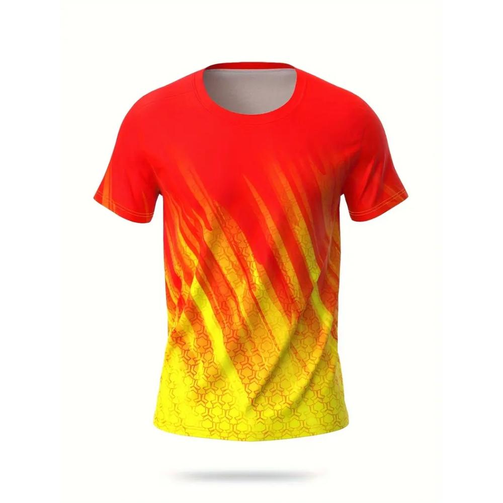 XXS-6XL Plus Size Men's T-shirt Gradient Print Summer Casual Outdoor Clothes Short Sleeve Tops Tees Men's Pullover Clothing