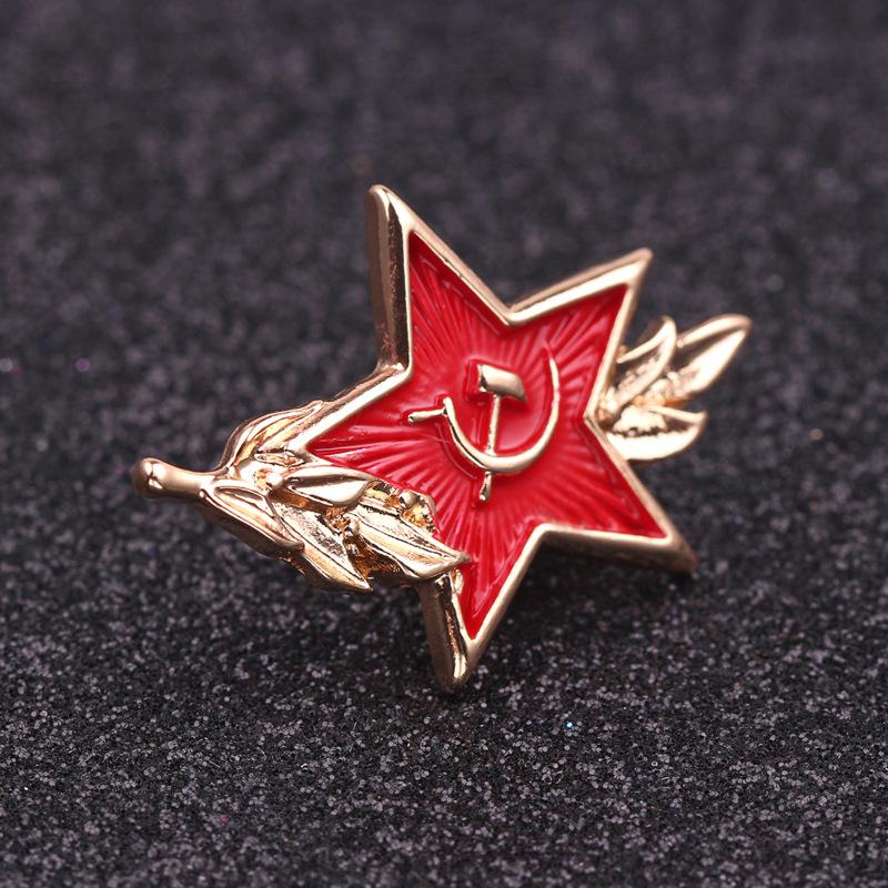 Red Star Feather Symbol Brooch Europe, America and the Soviet Union CCCP Metal Badge Lapel Pin Jewelry