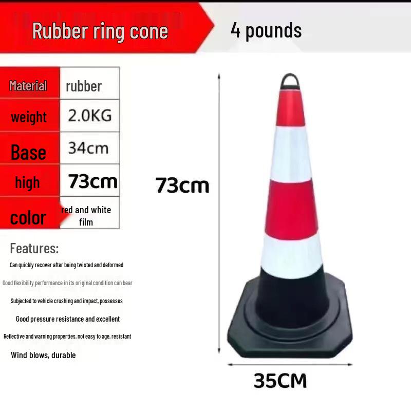 Reflective 90cm Rubber-Plastic Safety Cone with Ice Cream Handle for Road and Construction Use